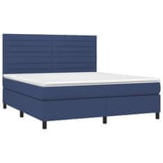 Vidaxl Box spring postelja z vzmetnico LED modra 180x200 cm blago