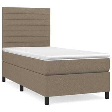 Vidaxl Box spring postelja z vzmetnico taupe 90x200 cm blago