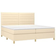 Vidaxl Box spring postelja z vzmetnico LED krem 200x200 cm blago