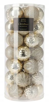 shumee Nezlomljive kroglice za božično drevo v barvi šampanjca, set 35 kosov, 6 cm