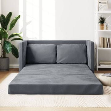 Vidaxl vidaXL 2-v-1 talni kavč temno siv 122x204x55 cm žamet