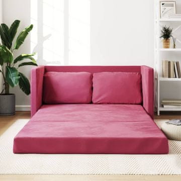 Vidaxl vidaXL 2-v-1 talni kavč vinsko rdeč 122x204x55 cm žamet