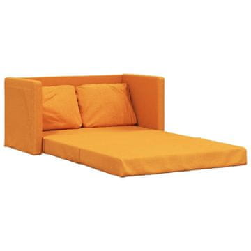 Vidaxl Talni raztegljiv kavč 2 v 1 temno rumen 112x174x55 cm blago