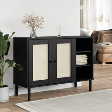 Vidaxl vidaXL SENJA omarica iz ratana črna 112x40x80 cm borovina