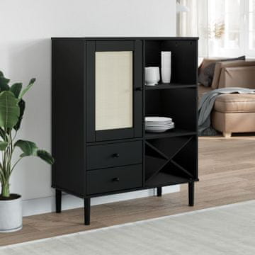 Vidaxl vidaXL SENJA omarica ratana črna 90x40x112 cm borovina