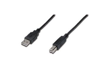 Digitus Priključni kabel USB 2.0, tip A - B M/M, 3,0 m, črn