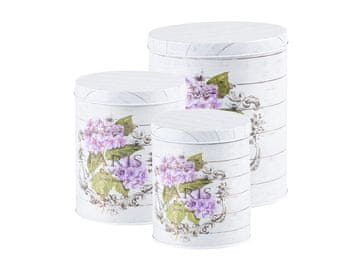 Okrogla pločevinasta škatla Paris, komplet 3, 135x160/110x130/75x90mm