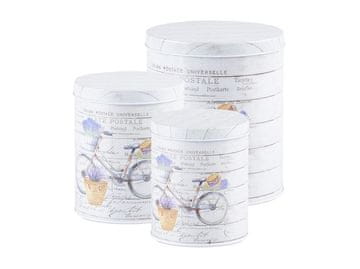 Okrogla pločevinasta škatla, komplet 3 kosov, 135x160/110x130/75x90mm