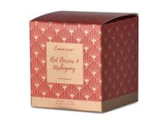 Emocio steklena dišeča sveča 80x90 mm s pločevinastim pokrovčkom, v darilni škatli Red Berries & Mahogany