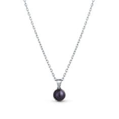 JwL Luxury Pearls Fina srebrna ogrlica s pravimi črnimi biseri JL0836 (verižica, obesek)