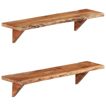 Vidaxl Stenske police 2 kosa 90x20x18 cm trden akacijev les