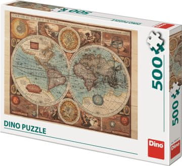 Dino Puzzle Zemljevid sveta 1626, 500 kosov