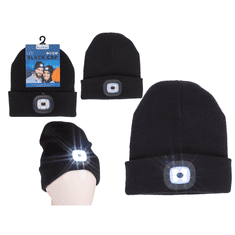 Luniks Unisex Črna kapa s 4 LED diodami
