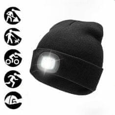 Luniks Unisex Črna kapa s 4 LED diodami