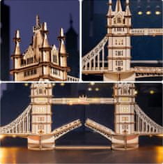 Robotime Rolife Osvetljena 3D lesena sestavljanka Tower Bridge 113 kosov