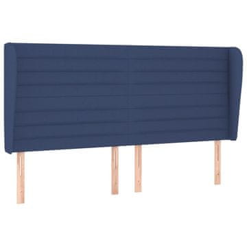 Vidaxl Vzglavje z ušesi modro 163x23x118/128 cm blago