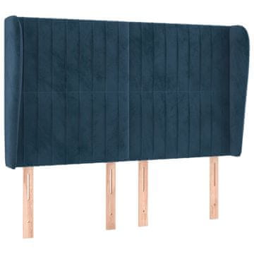 Vidaxl Vzglavje z ušesi temno modra 147x23x118/128 cm žamet