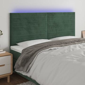 Vidaxl vidaXL Vzglavje postelje z LED diodo temno zeleno 160x5x118/128 cm