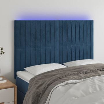 Vidaxl vidaXL Vzglavje postelje z LED diodo temno modro 144x5x118/128 cm