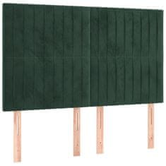 Vidaxl Box spring postelja z vzmetnico LED tem. zelena 140x190cm žamet