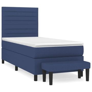 Vidaxl Box spring postelja z vzmetnico moder 80x200 cm blago