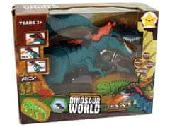 Lean-toys Dinozaver na baterije s paro R/C, moder