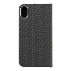 OEM LUNA Book Carbon torbica za iPhone XR, črna