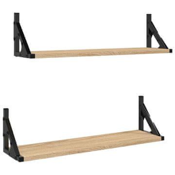 Vidaxl Stenske police 2 kosa sonoma hrast 60x15x15,5 cm