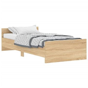 Vidaxl Posteljni okvir brez vzmetnice hrast 90x190 cm inženirski les