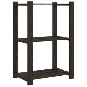 Vidaxl Stojalo s policami 3-nadstropno črno 60x38x90 cm trdna borovina
