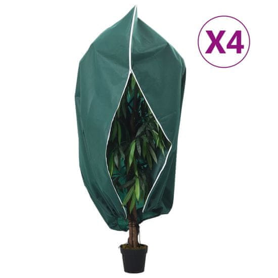 Vidaxl Koprena za rastline iz flisa z zadrgo 4 kosi 70 g/m² 1,55x1,55m