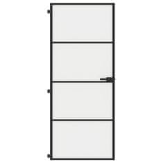 Vidaxl Notranja vrata ozka črna 83x201,5 cm kaljeno steklo in aluminij