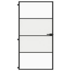 Vidaxl Notranja vrata ozka črna 102,5x201,5 cm kaljeno steklo aluminij