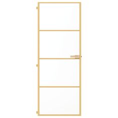 Vidaxl Notranja vrata ozka zlata 76x201,5cm kaljeno steklo in aluminij
