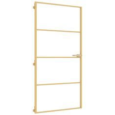Vidaxl Notranja vrata ozka zlata 102,5x201,5cm kaljeno steklo aluminij