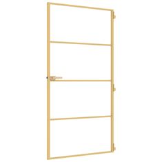 Vidaxl Notranja vrata ozka zlata 102,5x201,5cm kaljeno steklo aluminij