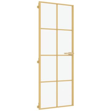 Vidaxl Notranja vrata ozka zlata 76x201,5cm kaljeno steklo in aluminij