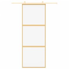 Vidaxl Drsna vrata zlata 76x205 cm prozorno ESG steklo in aluminij