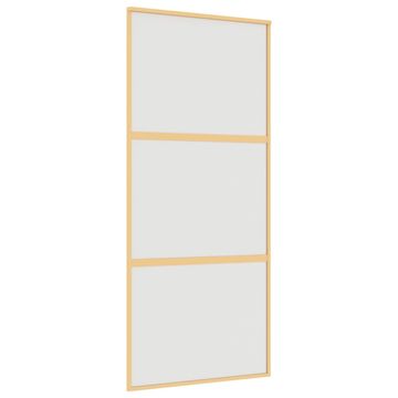 Vidaxl Drsna vrata zlata 90x205 cm mat ESG steklo in aluminij