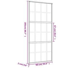 Vidaxl Drsna vrata zlata 90x205 cm mat ESG steklo in aluminij