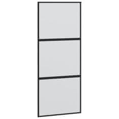 Vidaxl Drsna vrata črna 90x205 cm kaljeno steklo in aluminij