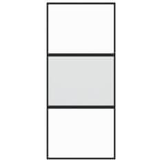 Vidaxl Drsna vrata črna 90x205 cm kaljeno steklo in aluminij