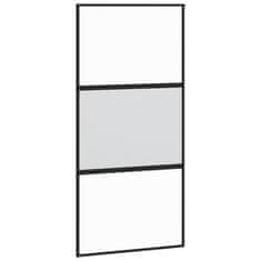 Vidaxl Drsna vrata črna 102,5x205 cm kaljeno steklo in aluminij