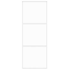 Vidaxl Drsna vrata bela 76x205 cm kaljeno steklo in aluminij