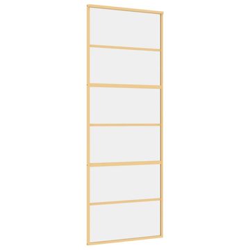 Vidaxl Drsna vrata zlata 76x205 cm prozorno ESG steklo in aluminij