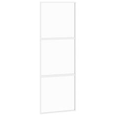 Vidaxl Drsna vrata bela 76x205 cm kaljeno steklo in aluminij