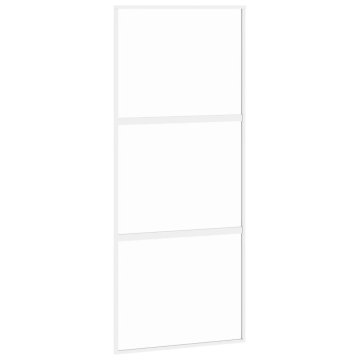 Vidaxl Drsna vrata bela 90x205 cm kaljeno steklo in aluminij