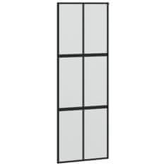 Vidaxl Drsna vrata črna 90x205 cm kaljeno steklo in aluminij