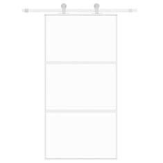 Vidaxl Drsna vrata bela 102,5x205 cm kaljeno steklo in aluminij