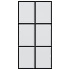 Vidaxl Drsna vrata črna 102,5x205 cm kaljeno steklo in aluminij